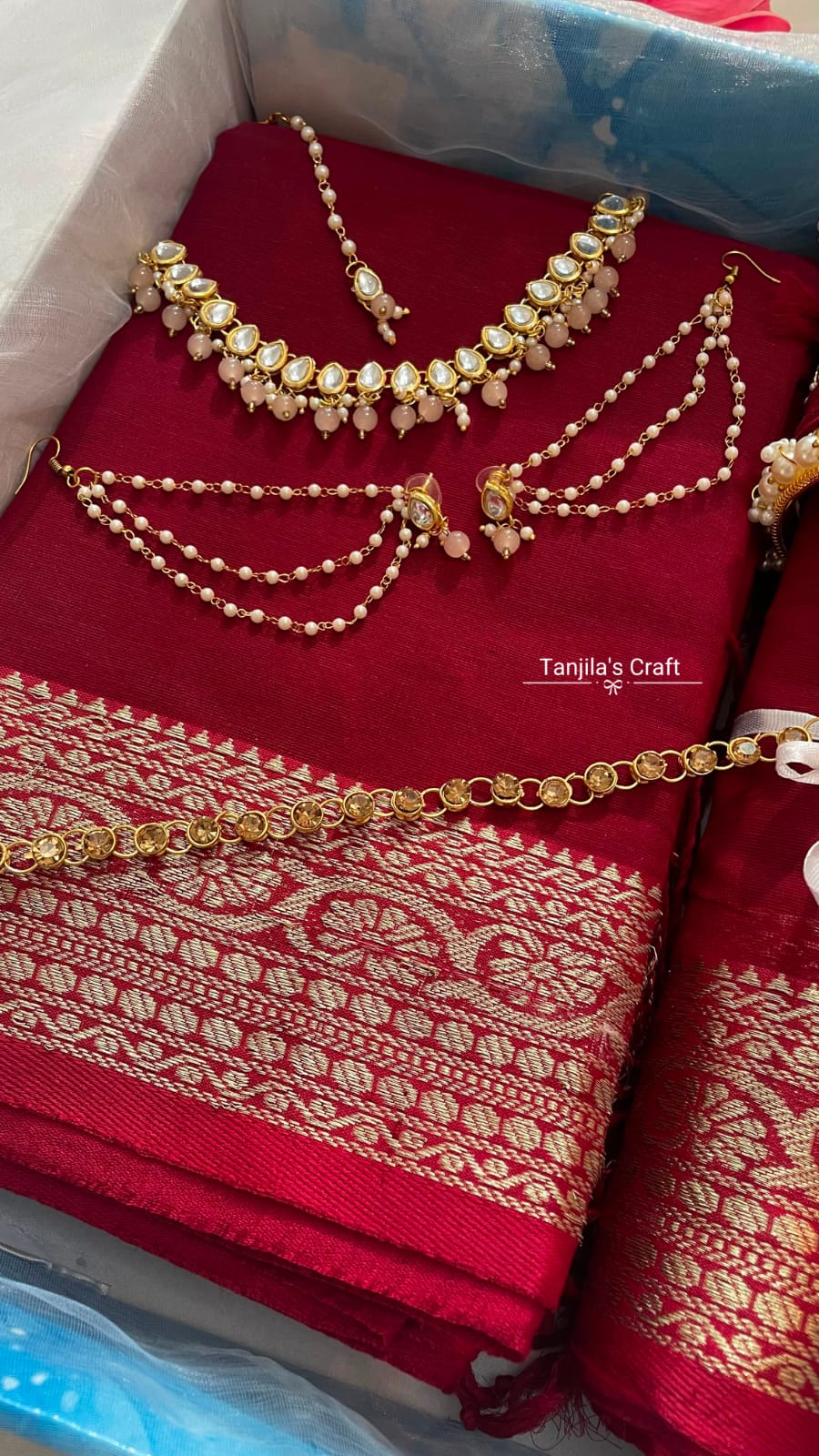লাল পরী আড়ং কটন শাড়ি কম্বো (Red Royal Combo Box) - Image 3