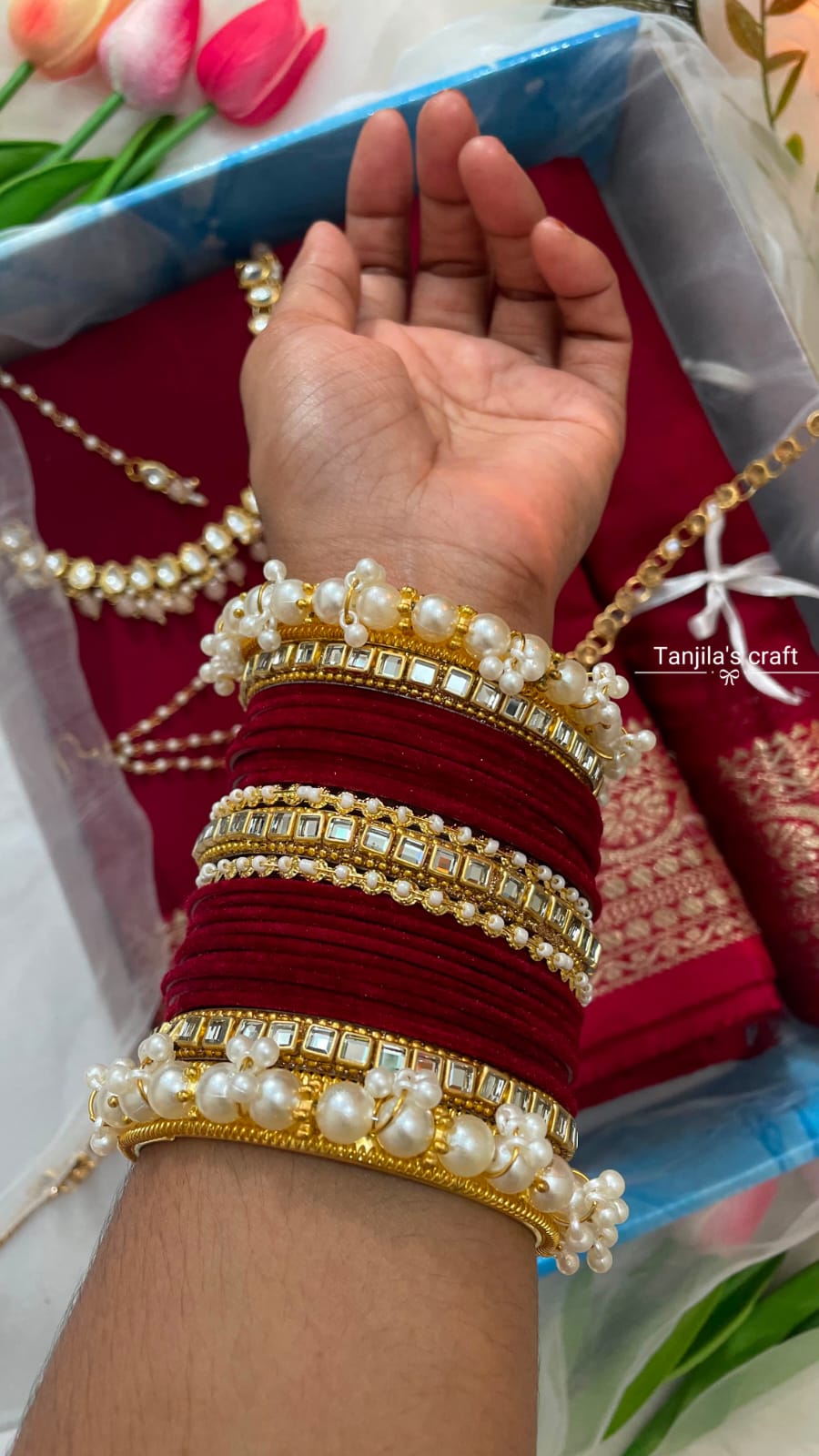 লাল পরী আড়ং কটন শাড়ি কম্বো (Red Royal Combo Box) - Image 4