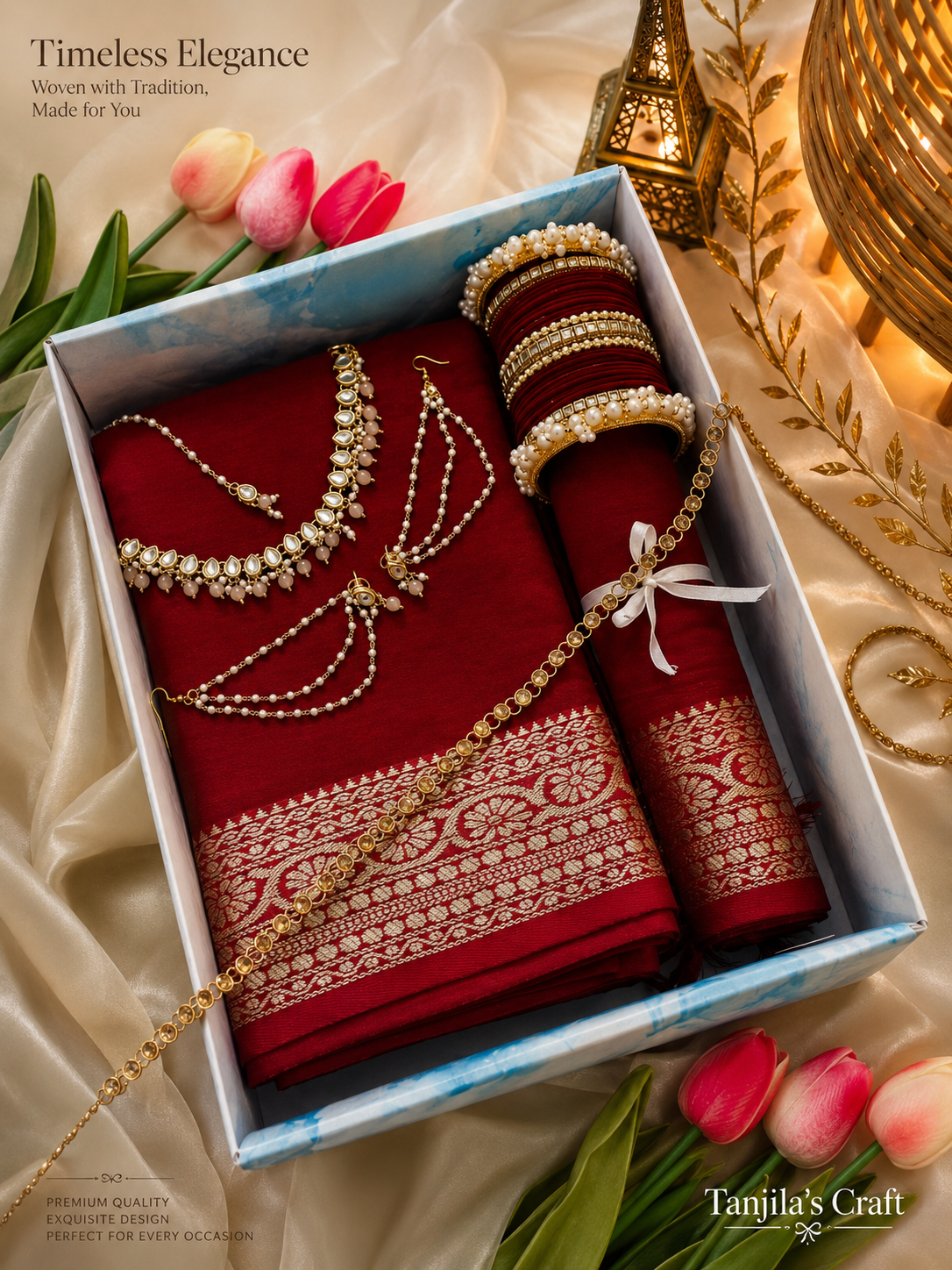 লাল পরী আড়ং কটন শাড়ি কম্বো (Red Royal Combo Box)